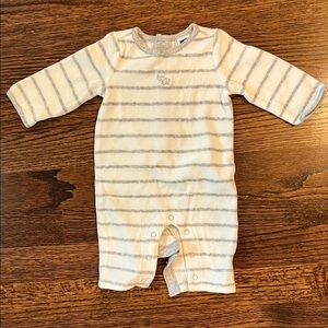 Janie and Jack Gray and Cream Striped Footie